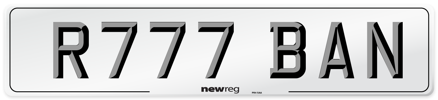 R777 BAN Number Plate from New Reg